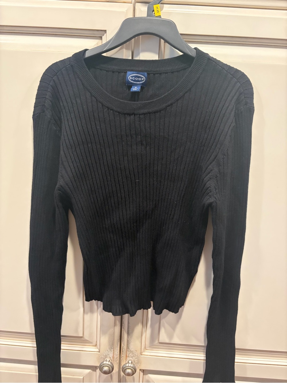 Scoop Black Ribbed Long-Sleeve Sweater
